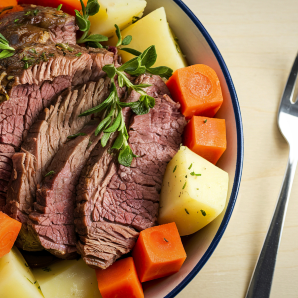 Savory slow cooker pot roast with potatoes and vegetables