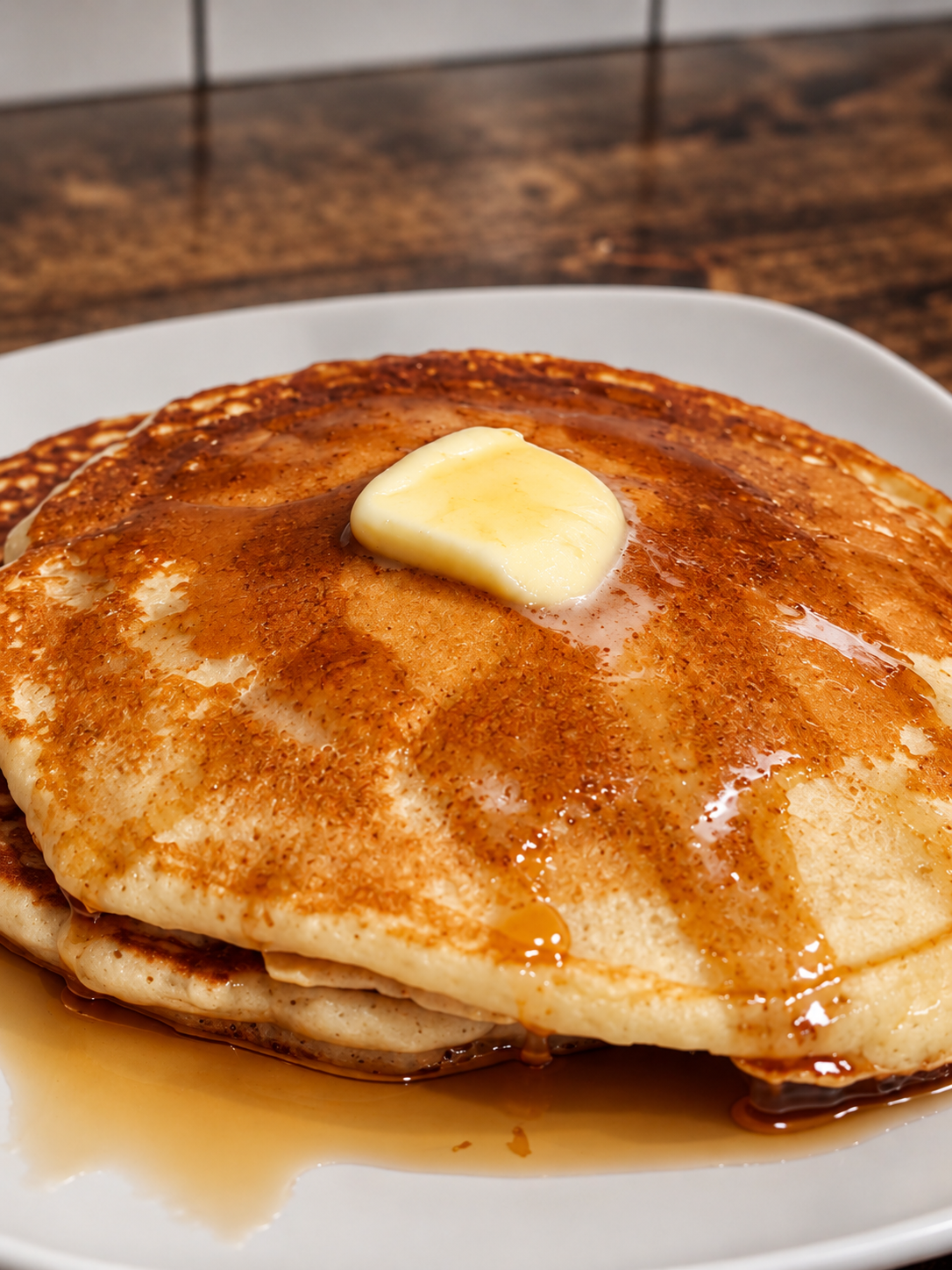 Fluffy homemade pancakes stacked and ready to serve