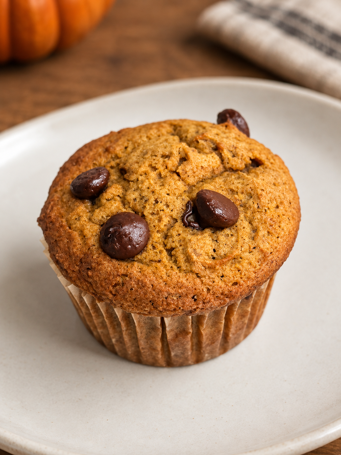 Sugar-free pumpkin muffins with zero sugar chocolate chips