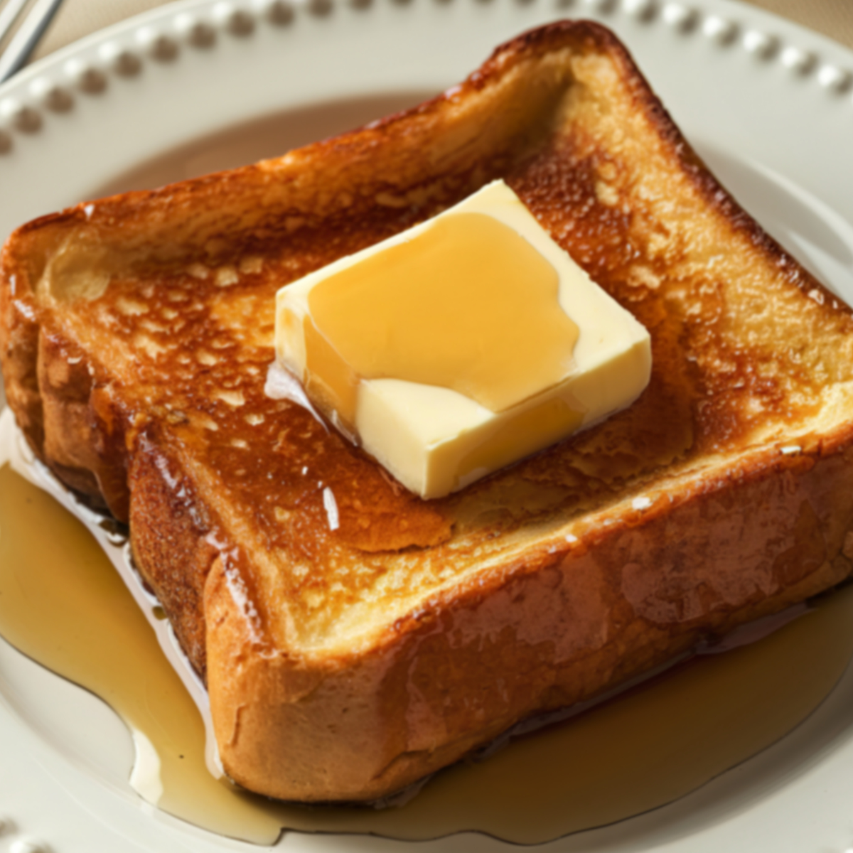 Golden French toast with lightly crisp edges